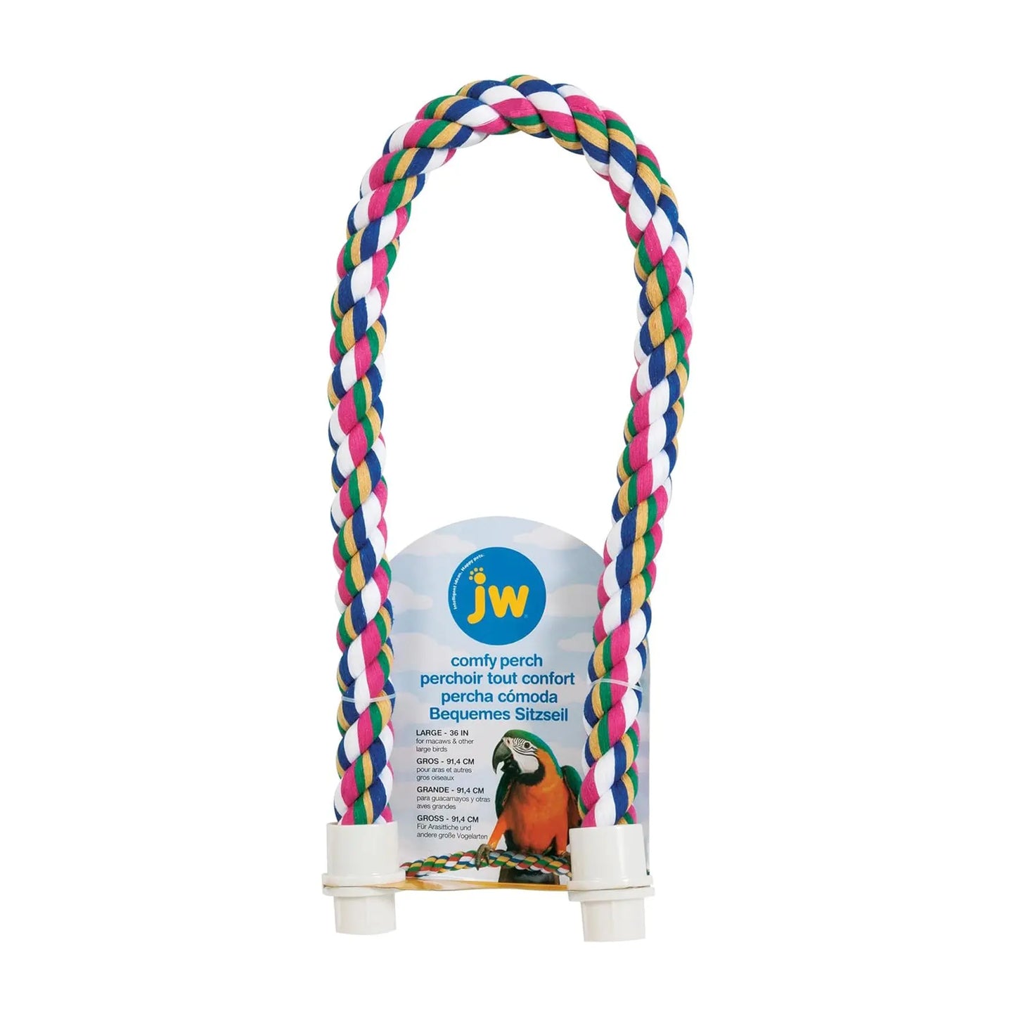 JW Pet Comfy Perch For Birds Flexible Multi-color Rope, Large - 36" Length JW Pets
