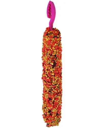 Delicious Smakers Strawberry Parakeet Treat Sticks, two vibrant red sticks packed with natural ingredients for birds.