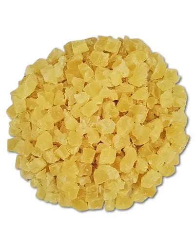 Fresh diced pineapple chunks, vibrant and juicy, perfect as a healthy, sweet treat for your bird.