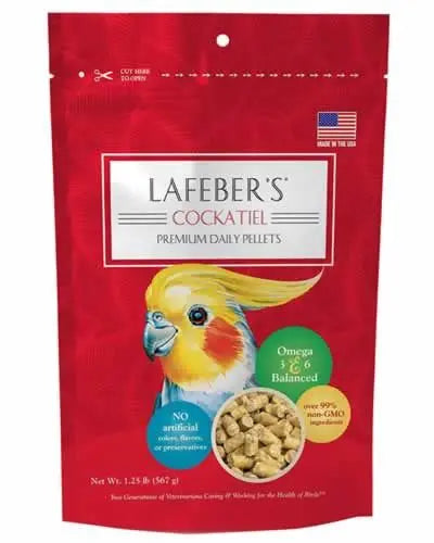 Vibrant granules of Lafeber's 1.25lb Cockatiel Premium Daily Diet, packed with natural, nutrient-rich ingredients for birds.