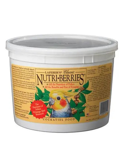 Vibrant cluster of Lafeber's Cockatiel Classic Nutri-Berries, packed with hulled seeds and grains for optimal bird nutrition.