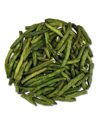 Fresh green beans in a 1/2 lb pack, showcasing vibrant green color and crisp texture, perfect for your bird's snack time.