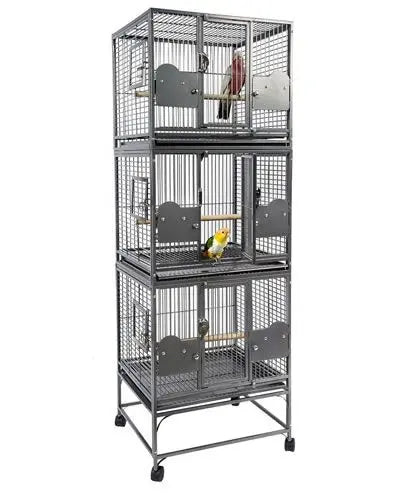 Spacious 24x22x72 triple stack A&E bird cage with a durable, non-toxic powder coating, ideal for small to medium birds.