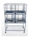 Sleek black 40x20 A&E Quad Stack Bird Cage with multiple levels, secure doors, perches, and feeder cups for small birds.