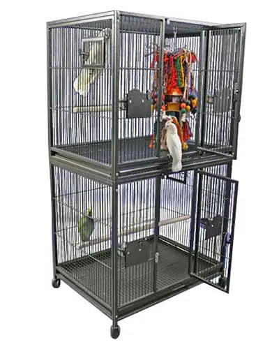 Spacious 40x30 double-stack A&E bird cage with a durable, non-toxic powder-coated finish, ideal for medium-sized birds.