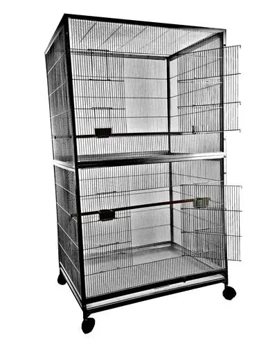 Spacious 40"x30" XL Flight Cage by A&E, featuring a sturdy powder-coated finish, multiple perches, and easy-access doors for small birds.