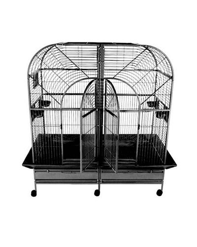Spacious 64x32 double macaw cage with a durable powder-coated finish, perfect for large birds like macaws and cockatoos.