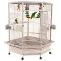 Spacious extra-large black corner bird cage with a durable, non-toxic finish, ideal for macaws and large cockatoos.