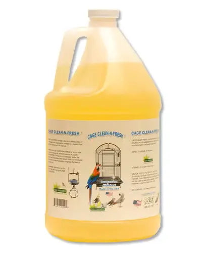 Gallon jug of Cage Clean-N-Fresh by A&E Cage Company, a natural, avian-safe cleaner with a fresh scent for bird cages.