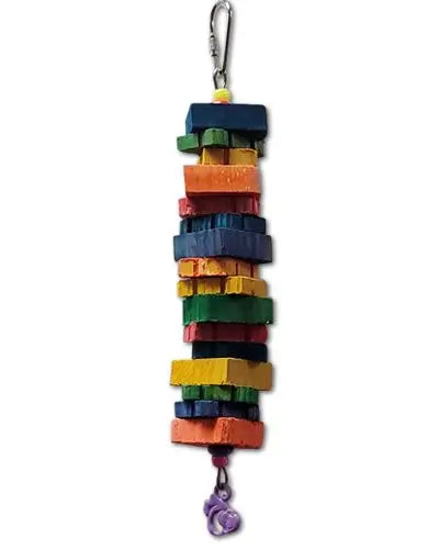 Vibrant Little Chunk Grasshopper Toy with colorful wooden blocks, puzzle pieces, and a playful plastic animal at the base.