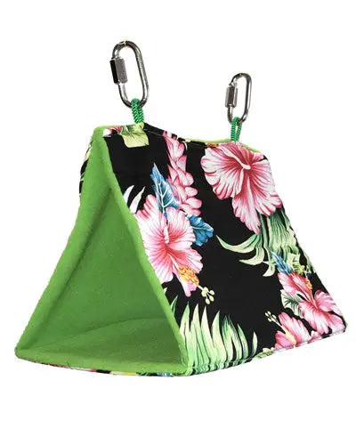 Cozy Lg Soft Sided Bird Tent from Happy Beaks, featuring soft fleece sides and a durable plastic base for pet birds.