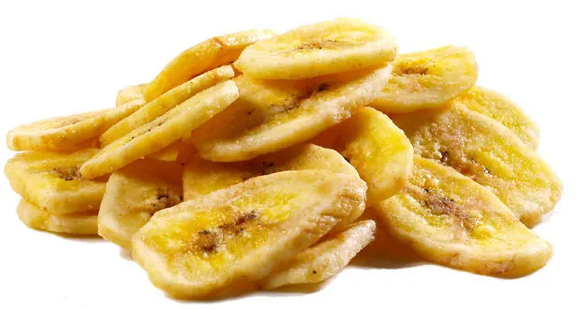 Crunchy dried banana chips in a 14lb bulk bag, perfect as a wholesome snack for birds with a sweet, tropical vibe.
