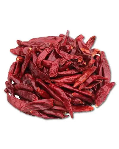 Vibrant pile of 10lb dried red chili peppers, showcasing their bold color and wrinkled texture for spicy bulk cooking.