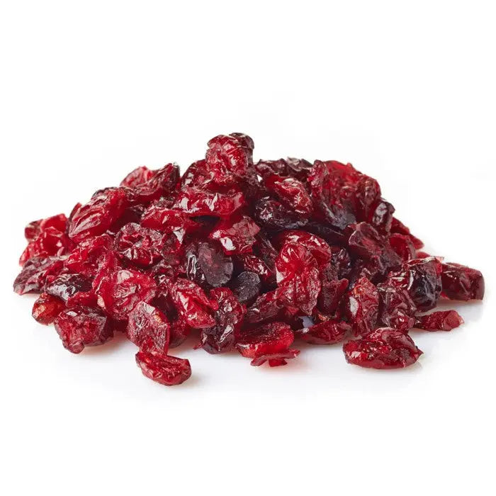 Vibrant, ruby-red dried cranberries in a 25lb bulk bag, perfect as a wholesome treat for your feathered friend.