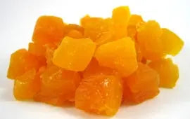 Vibrant, golden diced mango pieces, perfect as a wholesome bird treat or for filling foraging toys, in an 11lb bulk pack.