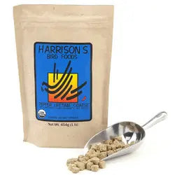 Crunchy Harrison's Adult Lifetime Coarse Pepper bird food in a 25lb bag, ideal for large parrots like African Greys and Macaws.
