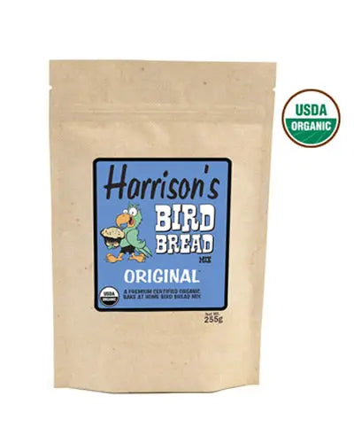 Freshly baked Harrison's Original Bird Bread Mix, a healthy, organic treat for birds, ready to be mixed and served.