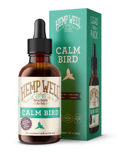 Hemp Well Calm Bird 2oz bottle, designed to soothe nervous or hyperactive birds with natural hemp-based ingredients.