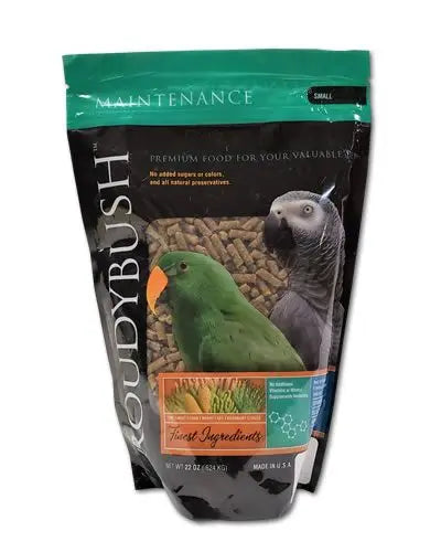Vibrant 22oz bag of Roudybush Daily Maintenance Small pellets, specially formulated for pet birds like cockatiels and conures.