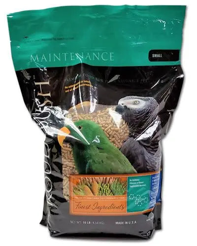 Roudybush Daily Maintenance 10lb Small pellets in a vibrant package, ideal for pet birds like Cockatiels and Conures.