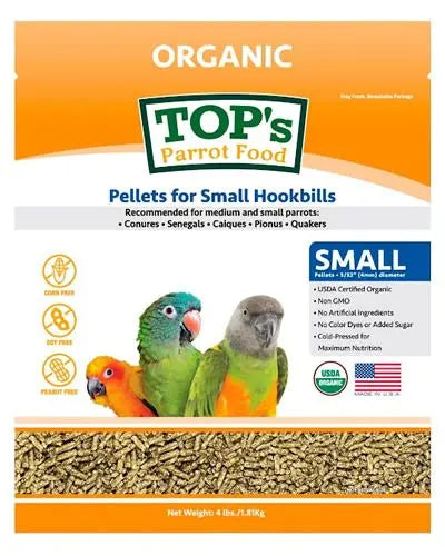 Vibrant, small parrot pellets in a 3lb bag, specially crafted for mid-size and smaller parrots like conures and quakers.