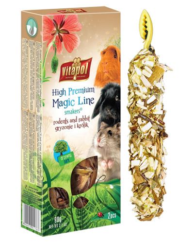 Smakers Premium bark treat sticks for small animals, featuring two natural, high-quality sticks ideal for hamsters and rabbits.