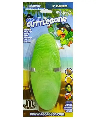 Captain Cuttlebone 5" flavored cuttlebone, a natural beige bone with a rough texture, ideal for bird beak health.