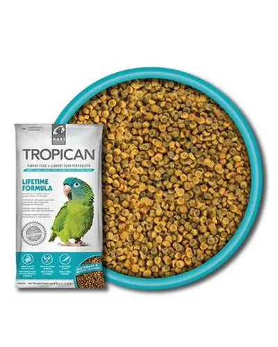 Vibrant 25lb bag of Hari Tropican Lifetime Parrot Granules, a nutrient-rich, colorful diet for small to medium parrots.
