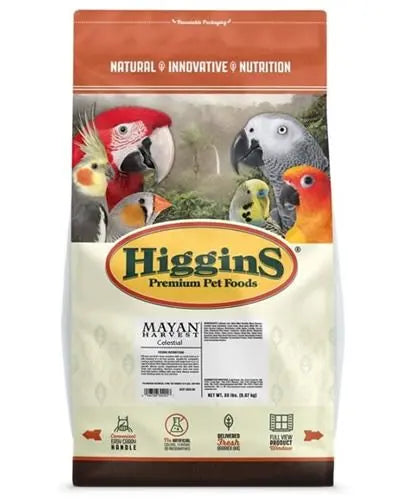 Vibrant 20lb Higgins Mayan Harvest Celestrial Mix, a gourmet blend of exotic, natural ingredients and holistic herbs.