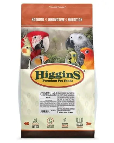 Vibrant mix of fruits, veggies, seeds, grains, and nuts in Higgins Sunburst Macaw Gourmet Mix, perfect for macaws.