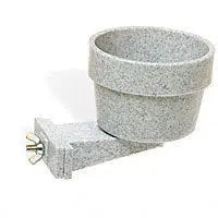 Vibrant 20oz Lixit Quick Crock in durable plastic, showcasing its easy twist-lock design for secure bird cage use.