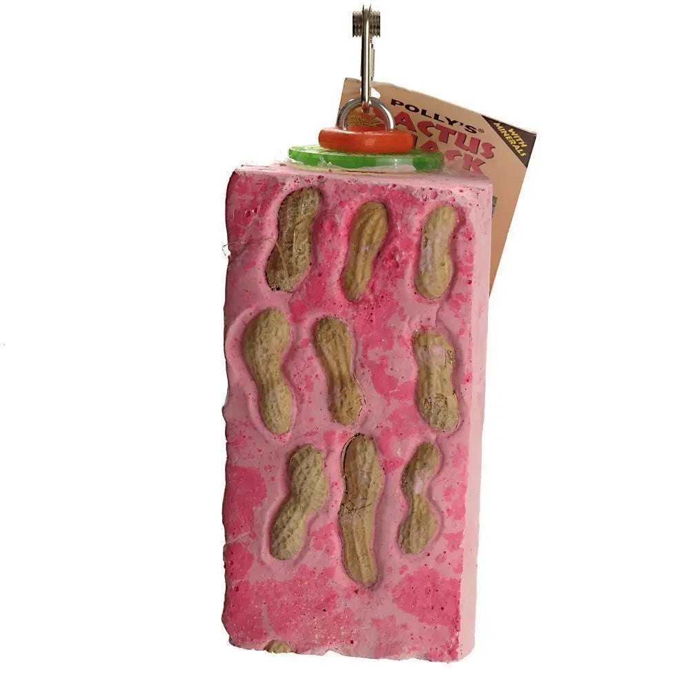 Polly's Double Slice Peanut Log, a 7" x 3.5" bird treat packed with enticing peanuts, minerals, and calcium for large birds.