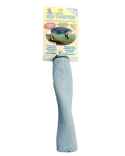 Polly's Medium Twister Grooming Perch with a unique, twisted design in natural tones, ideal for large conures and similar birds.