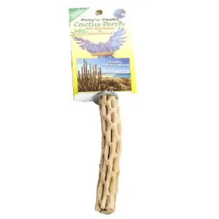 Polly's Sm Cholla Cactus Perch, a natural, sun-dried wood perch with an irregular shape, perfect for small birds like Cockatiels.