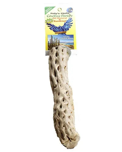 Polly's Lg Cholla Cactus Perch showcasing a natural, sun-dried wood texture with irregular shapes for bird exercise.