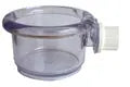 Crystal-clear 20oz Smart Crock pet bowl with a sturdy, no-tip design, securely fastened to a cage for durable pet feeding.