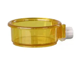 Clear 10oz Smart Bird Bath with a shallow 2-inch dish, wide rounded lip for perching, and a secure sliding lock design.