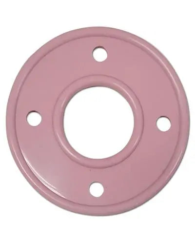Bright and sturdy 4-1/2" plastic ring bird toy base with four evenly spaced holes for easy customization and play.