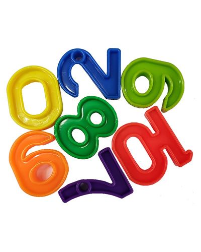 Colorful plastic bird toy part shaped as numbers, measuring 1.5x1.5x0.75 inches, perfect for playful pet interaction.
