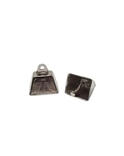Charming small nickel-plated cow bell, perfect as a bird toy part, measuring 1 inch long with a shiny, metallic finish.