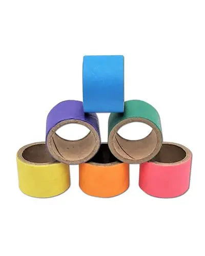 Colorful 3/4" Birdie Bagel tube toy made of recycled paperboard, perfect for birds to chew and play with.