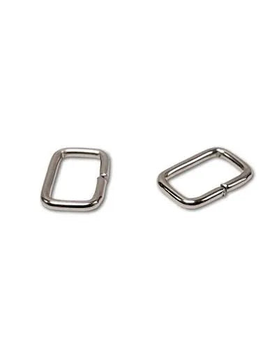Close-up of a 1/2" square connector for bird toys, showcasing its sturdy metal design with precise 7/8" x 5/8" dimensions.