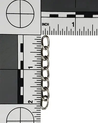 Delicate 1.6mm nickel-plated steel chain with a shiny, silver finish, sold by the foot, perfect for bird-safe projects.