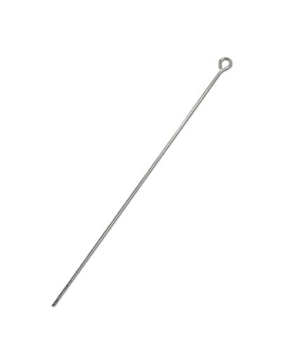 Sleek 10-1/2" stainless steel wire rod with a small eye hook, perfect for hanging or crafting, showcasing durability.