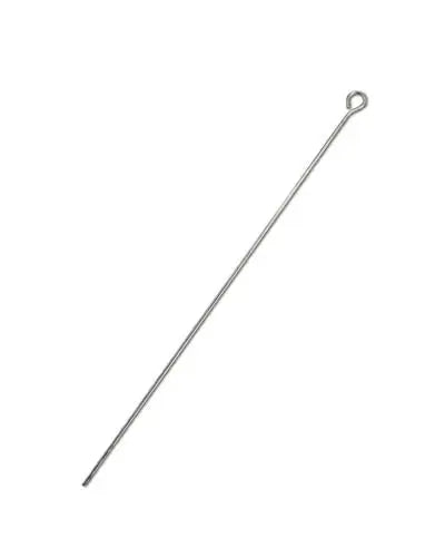 Sleek 10-1/2" stainless steel wire rod with a small eye hook, perfect for hanging or crafting, showcasing durability.