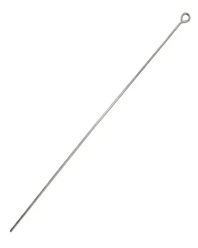 Sleek 13-1/2" stainless steel wire rod featuring a sturdy eye hook, perfect for versatile hanging or crafting projects.
