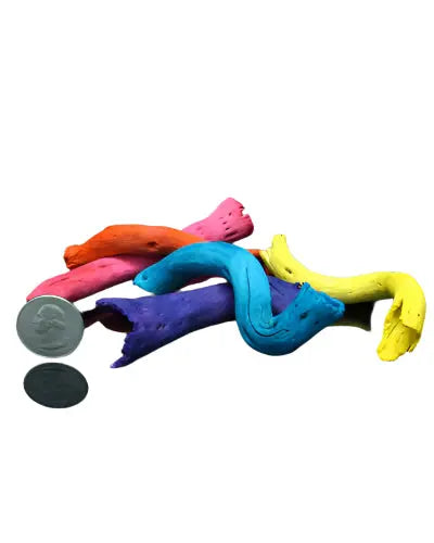 Vibrant Colored Gobi Tail bird toy part, showcasing assorted hues and a natural, textured design, measuring about 3.5 inches long.