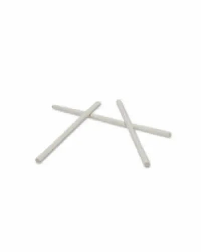 Thin, 2-7/8 inch white paper sticks in a pack of 25, perfect for crafting bird toys, with a smooth, cylindrical design.