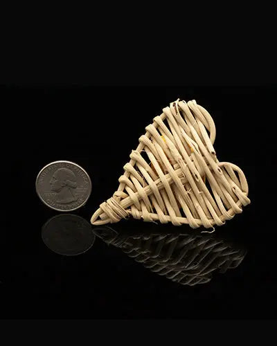 Charming set of three vine heart toy parts, crafted from 100% natural materials, showcasing a rustic, woven design.