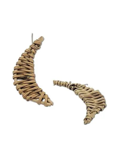 Vibrant colored vine moon shapes, perfect as bird toy parts, showcasing assorted hues and natural, curved designs.